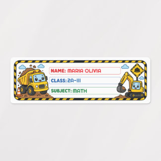 Etiquetas Caminhão Fofo Nome da Escola Personalizado