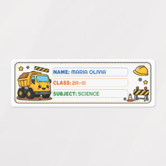 Etiquetas Caminhão Fofo Nome da Escola Personalizado