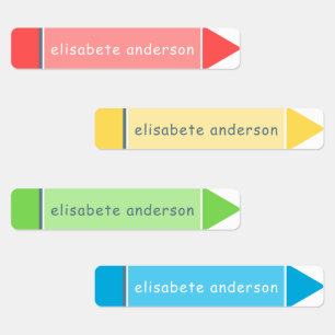 Etiquetas Caracteres de Nome Personalizado Crayon Coloridos 