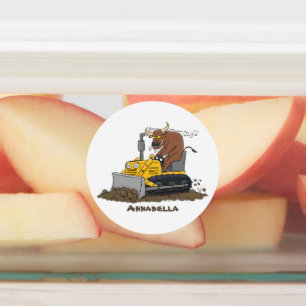 Etiquetas Cartoon buldozer engraçado