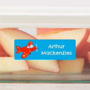 Etiquetas Cartoon de avião vermelho, bonito, personalizado