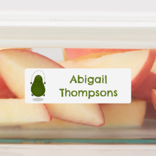 Etiquetas Cartoon de corda de salto de abacate bonito person