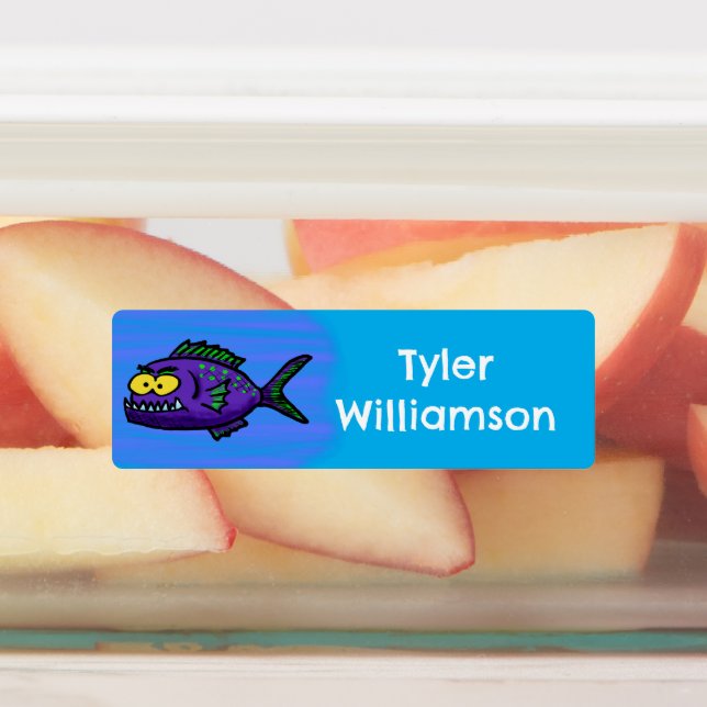 Etiquetas Cartoon Piranha personalizado (Afixado)