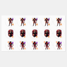 Etiquetas Cartoon Succubus de Halloween - Escuro e Reproduto