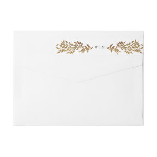 Etiquetas Casamento Botânico Dourado Elegante Clássico Monog