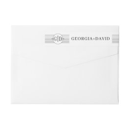 Etiquetas Casamento branco preto e monograma