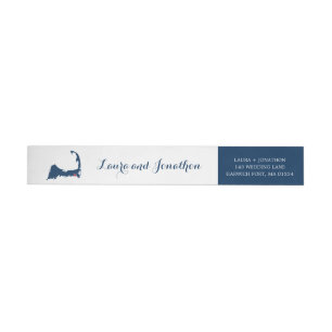 Etiquetas Casamento com Cabo Cod, Porto marinho Azul e Branc