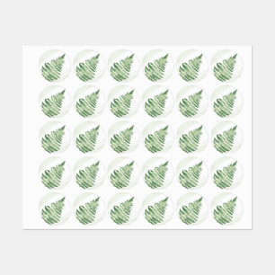 Etiquetas Casamento de Fern Verde Minimalista