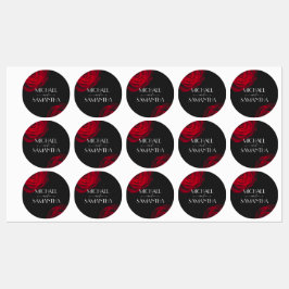 Etiquetas Casamento de flores de pétalas com rosa vermelha d