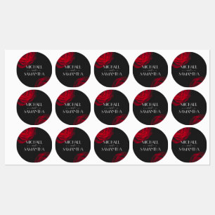 Etiquetas Casamento de flores de pétalas com rosa vermelha d