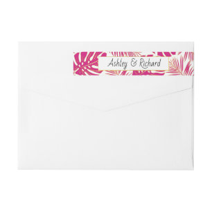 Etiquetas Casamento de monstera magenta tropical e folhas de