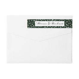 Etiquetas Casamento de padrão de bolinhas verde e branco