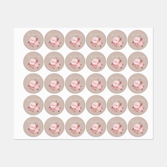 Etiquetas Casamento de Rosa Chic Elegante (Folha)