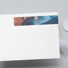 Etiquetas Casamento Dourado com Rosa Azul-Marinho Azul