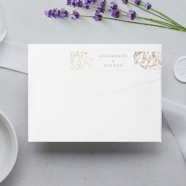 Etiquetas Casamento Dourado de Monograma e Verruga Premium