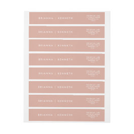 Etiquetas Casamento Elegante Cor-de-Rosa Simples Moderno