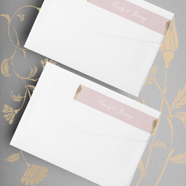 Etiquetas Casamento Gatsby Dourado Gométrico com Rosa Rosa