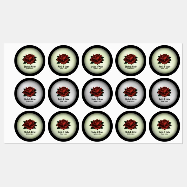 Etiquetas Casamento Gótico rosa vermelha Personalizado (Folha)