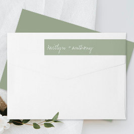 Etiquetas Casamento Minimalista Verde do Script Moderno