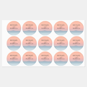 Etiquetas Casamento pelo mar sob o pôr do sol do céu de pêss