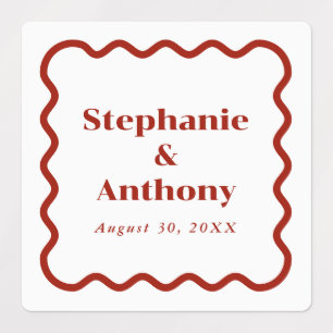 Etiquetas Casamento Vermelho Escuro de Borda Escura na Parte