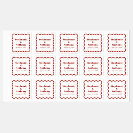 Etiquetas Casamento Vermelho Escuro de Borda Escura na Parte