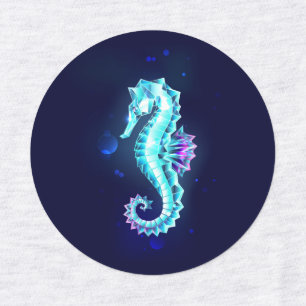 Etiquetas Cavalo de Gelo Cristal em Fundo Azul