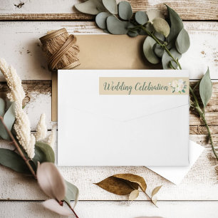 Etiquetas Celebração de Casamento Floral Verde e Dourado