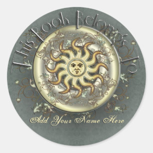 Etiquetas celestiais do Bookplate de Sun