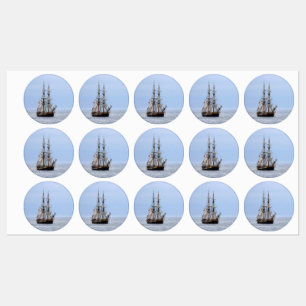 Etiquetas Céu Azul de Barcos de Pesca Náuticos