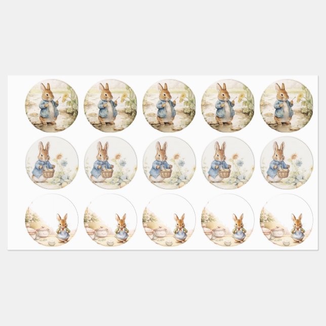 Etiquetas Chá de fraldas Peter Rabbit (Folha)