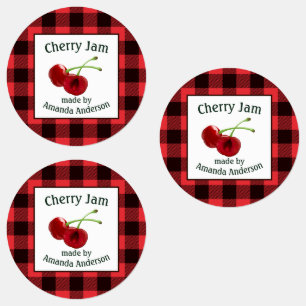 Etiquetas Cherry Jam Cherries Xadrez C Comida