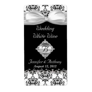 Etiquetas chiques do vinho do casamento preto &