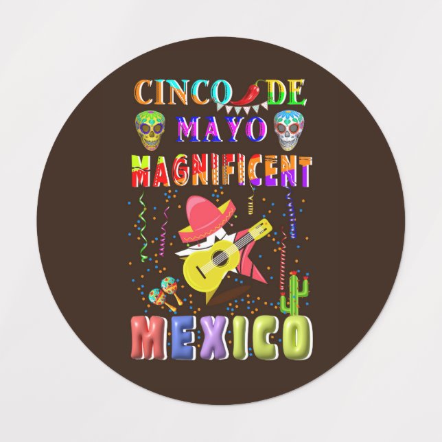 Etiquetas Cinco de Mayo magnífico México (Design 5)