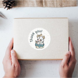 Etiquetas Cinza Pastel Dragão Azul Bebê Obrigado Stickers