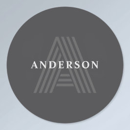 Etiquetas Cinzas Escuras - Nome Moderno Monograma