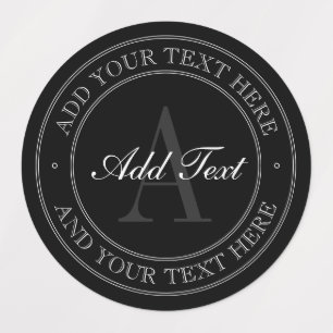 Etiquetas Cinzas Negras Elegantes e Monogramas Brancos