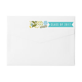 Etiquetas Classe de aqua de graduação de 2017, amarelo-flora