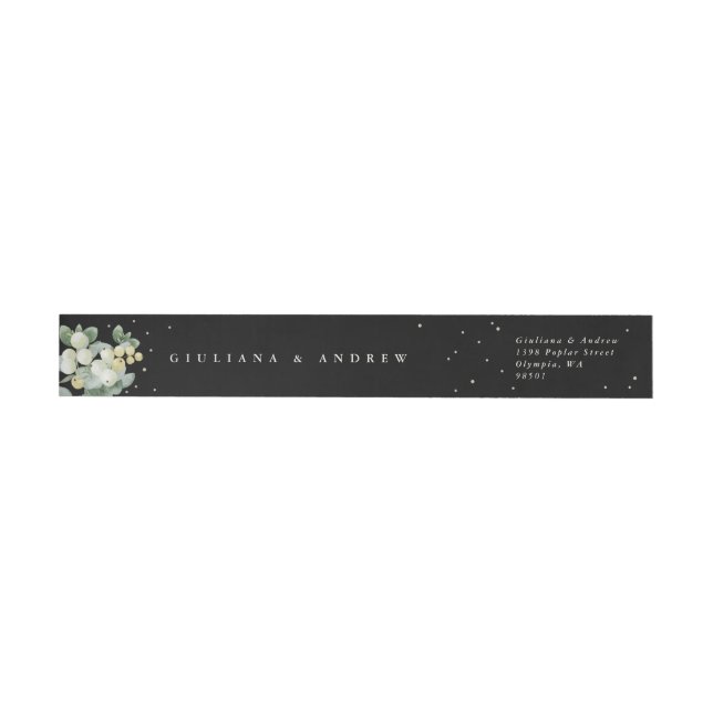 Etiquetas Clássico de Casamento Snowberry+Eucalipto Preto (Individual)