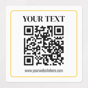 Etiquetas Código QR e texto editáveis com borda de ouro amar