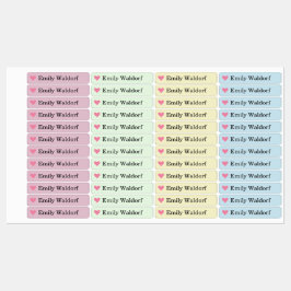 Etiquetas Colorful Heart Kids' Name Clothing School Labels