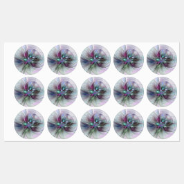 Etiquetas Colorida Fantasy Abstrato Moderna Flor Fractal