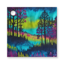 Etiquetas Coloridas de Arte da Floresta Batik