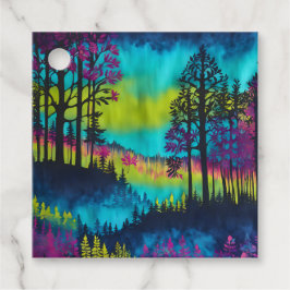 Etiquetas Coloridas de Arte da Floresta Batik