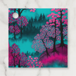 Etiquetas Coloridas de Arte da Floresta Batik