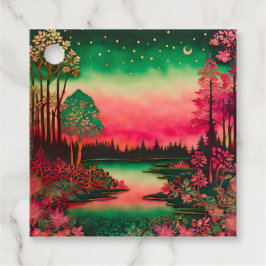 Etiquetas Coloridas de Arte da Floresta Batik