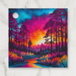 Etiquetas Coloridas de Arte da Floresta Batik