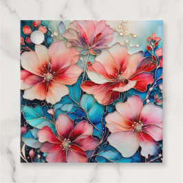 Etiquetas Coloridas De Arte De Tinta Floral