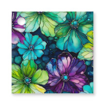 Etiquetas Coloridas De Arte De Tinta Floral