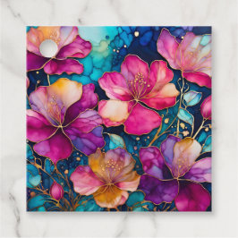 Etiquetas Coloridas De Arte De Tinta Floral